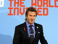 David Beckham, Vice President of the England Bid team speaks during a media conference for the bidding nation England for the FIFA soccer World Cup 2018 / 2022 in Zurich, Switzerland, Wednesday, Dec. 1, 2010. (AP Photo/Keystone, Walter Bieri )