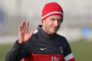 David Beckham trains Paris Saint-Germain soccer