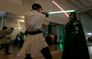 Star Wars fans create light saber exercise class