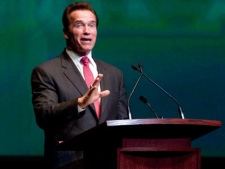 Former California governor and Hollywood action star Arnold Schwarzenegger speaks at an event in Toronto, Ont. Wednesday, January 26, 2011. (THE CANADIAN PRESS/Darren Calabrese)