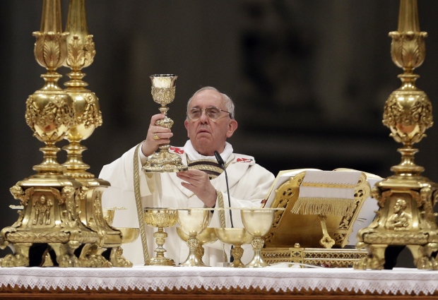 Pope Francis leads the Easter vigil at Vatican