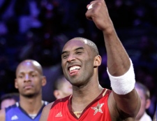 West's Kobe Bryant celebrates his team's 148-143 win against the East All-Star team after the NBA basketball All-Star Game in Los Angeles, Sunday, Feb. 20, 2011. (AP Photo/Jae C. Hong)