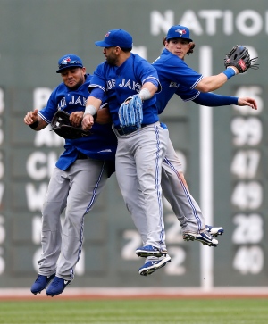 Jay celebrate after beating Boston Red Sox