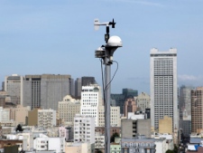 In this March 6, 2011, file photo, an Environmental Protection Agency RadNet (radiation network) monitor is shown on the roof of the Bay Area Air Quality Management building in San Francisco, Calif. (AP Photo/Jeff Chiu, file)