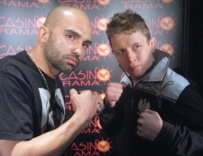 American lightweight David Castillo (left) and Chris (The Polish Hammer) Horodecki of London, Ont., strike a pose during a news conference for " MMA:The Reckoning," in Toronto, Thursday, March 31, 2011. Organizers confirmed that Saturday's show at Casino Rama north of Toronto will be seen by some 5,000. THE CANADIAN PRESS/Neil Davidson