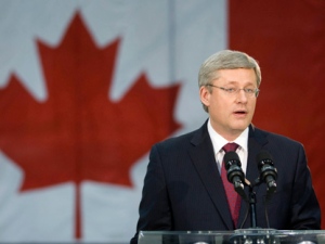 Prime Minister Stephen Harper comments on the death of Osama bin Laden, the mastermind behind the Sept. 11 attacks against the United States, following US President Obama's announcement in Abbotsford, B.C. on Sunday May 1, 2011. (THE CANADIAN PRESS/Adrian Wyld)