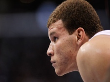 Los Angeles Clippers' Blake Griffin looks on against the Toronto Raptors during the second half of an NBA basketball game in Los Angeles in this March 26, 2011 file photo. Griffin was named the NBA's Rookie of the Year on Wednesday May 4, 2011. (AP Photo/Danny Moloshok, File)