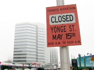 Yonge Street is is one of several Toronto streets affected by the Goodlife Fitness Marathon. (CTV)