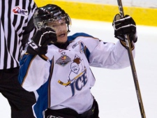 Kootenay Ice forward Matt Fraser celebrates his goal against the Saint John Sea Dogs in third period Memorial Cup action in Mississauga, Ontario, on Tuesday, May 24, 2011. (THE CANADIAN PRESS/Frank Gunn)