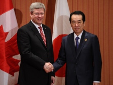 Prime Minister Stephen Harper meets with Japanese Prime Minister Naoto Kan during the G8 Summit in Deauville, France on Thursday, May 26, 2011. Following the G8 Summit Harper will visit Greece. THE CANADIAN PRESS/Sean Kilpatrick