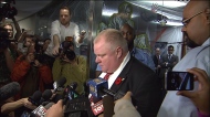 Rob Ford addresses reporters outside his office on October 31, 2013. 