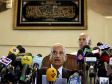 Judge Ahmed Rifaat, who will try Egypt's ousted leader Hosni Mubarak, speaks to the media at a press conference held at the High Court in downtown Cairo, Egypt Sunday, July 31, 2011. Rifaat vowed a speedy trial, scheduled to open Wednesday at the country's national police academy in a Cairo suburb, with all hearings to be broadcast live on state television. (AP Photo/Nasser Nasser)