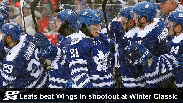 Maple Leafs beat Red Wings in shootout at snowy Winter Classic - The Globe  and Mail