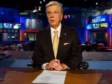 CTV news anchor Lloyd Robertson rehearses his news cast before going live on air at CTV headquarters in Scarborough, Ont., on Wednesday, August 17, 2011. (THE CANADIAN PRESS/Nathan Denette)