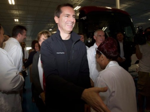 Ontario Liberal leader Dalton McGuinty greets employees during a campaign stop at Eclipsall Energy in Toronto on Tuesday September 13, 2011. THE CANADIAN PRESS/Frank Gunn