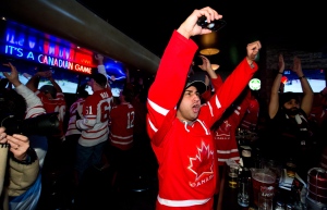 Canadian fans cheer on Team Canada