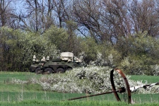 Russian soldiers patrol near Ukrainian border