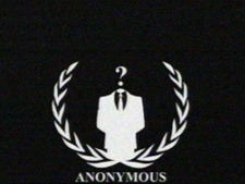 A screen grab from a video put out by a group claiming to be "Anonymous" is seen. 