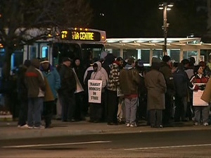 Striking York Region Transit workers picket outside Finch Station on Thursday, Nov. 24, 2011.