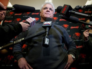 B.C. Lions' head coach Wally Buono pauses as he speaks to reporters after a team meeting at their practice facility in Surrey, B.C., on Monday, Nov. 28, 2011. The B.C. Lions defeated the Winnipeg Blue Bombers to win the CFL's 99th Grey Cup game on Sunday. (THE CANADIAN PRESS/Darryl Dyck)