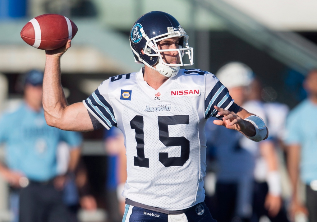 Kelly throws two TD passes, scores another in Argos' 41-28 Labour Day win  over Ticats