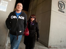 Rodney Stafford, father of slain eight-year-old Tori Stafford, leaves court in London, Ont., on Monday, Jan. 16, 2012. Pre-trial motions for Michael Rafferty, charged with first-degree murder, are underway. (THE CANADIAN PRESS/Geoff Robins)