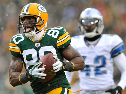 Green Bay Packers Donald Driver reacts after a touchdown in the