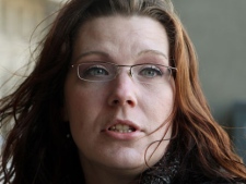 Tara McDonald, mother of slain Victoria (Tori) Stafford, walks into court from a morning break, and is expected to take the stand in the Michael Rafferty trial in London, Ont. on Wednesday, March, 7, 2012. Rafferty has pleaded not guilty to first-degree murder, sexual assault causing bodily harm and kidnapping. (THE CANADIAN PRESS/Dave Chidley)