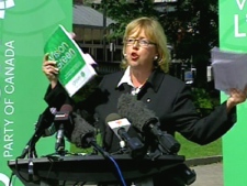 Green Party Leader Elizabeth May speaks to party supporters in Halifax on Wednesday, Sept. 17, 2008.