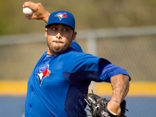 Toronto Blue Jays pitcher Sergio Santos at Jays Spring Training in Dunedin, Fla. on Feb. 29, 2012. The Toronto Blue Jays have a new look and plenty of optimism as they try yet again to crack the upper echelon in the tough American League East. (THE CANADIAN PRESS/Frank Gunn)