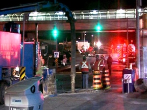 A work crew severed a gas line near Yorkdale subway station early Friday, April 27, 2012.