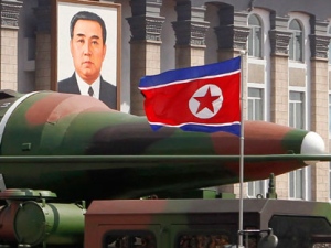 In this Sunday, April 15, 2012 photo, what appears to be a new missile is displayed during a military parade at the Kim Il Sung Square in Pyongyang, North Korea, to celebrate the 100th anniversary of the country's founding father Kim Il Sung. (AP Photo/Ng Han Guan)