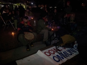 Protesters prepare for a night in Simcoe Park on Tuesday, May 1, 2012. 