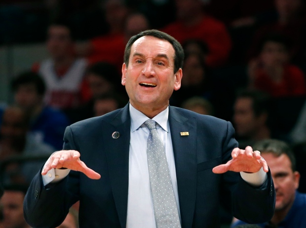 Duke head coach Mike Krzyzewski 1000th win