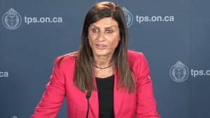 Joyce Schertzer speaks during a news conference at Toronto Police headquarters on Wednesday, Aug. 12. 2015. 