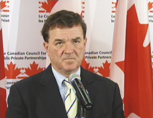 Finance Minister Jim Flaherty speaks in Toronto, Monday, Nov. 24, 2008.
