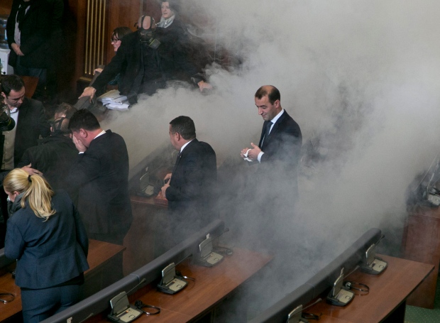 Kosovo opposition releases tear gas in parliament | CP24.com