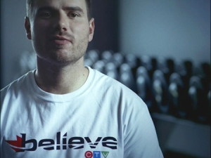 Downhill skier Jan Hudec is seen in this image taken from one of the new 'BELIEVE' ads.