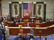 The U.S. House of Representatives is seen after voting in favour of a US$819 billion economic stimulus plan Wednesday evening, Jan. 28, 2009. 