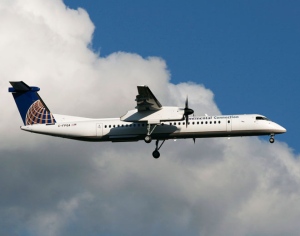  A Bombardier Dash-8 Q400 is shown on it's acceptance flight at Pearson International Airport, Toronto, Ontario on June 10, 2008. (Andrew H. Cline / THE CANADIAN PRESS)