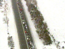 Traffic was backed up as police closed both lanes of Highway 400 between Highway 89 and 88.