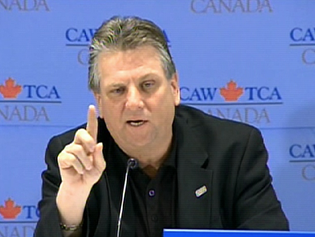 Canadian Auto Workers President Ken Lewenza speaks during a press conference in Toronto, Thursday, March 5, 2009.