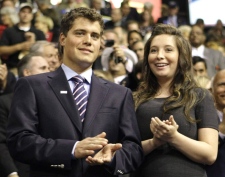 This Sept. 3, 2008 file photo shows Bristol Palin, daughter of Alaska Gov. Sarah Palin, and her boyfriend Levi Johnston at the Republican National Convention in St. Paul, Minn. (AP / Charles Rex Arbogast)