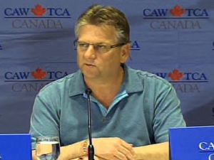 CAW President Ken Lewenza outlines the concessions made by the union in reaching a deal with Chrysler on Friday, April 24, 2009.