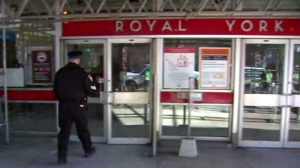 The exterior of Royal York Station is shown. 