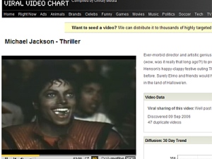 Jackson's Thriller is at the top of the Viral Video Chart with close to 75 million views.