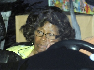 Katherine Jackson is driven into the Jackson family compound in the Encino section of Los Angeles, on Sunday, July 5, 2009. (AP / Mark J. Terrill)