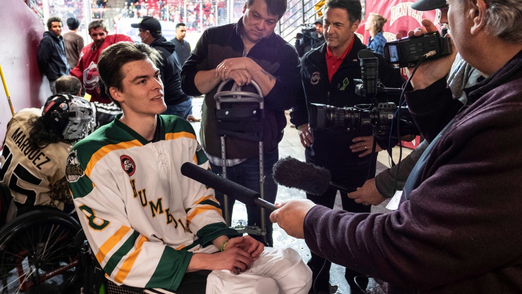 Paralyzed Humboldt Broncos players reunite on the ice