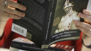 In this image taken in London, Tuesday, Aug. 11, 2009, three books are shown of a new bread of classic author novel and mutant beast. (AP / Alastair Grant)