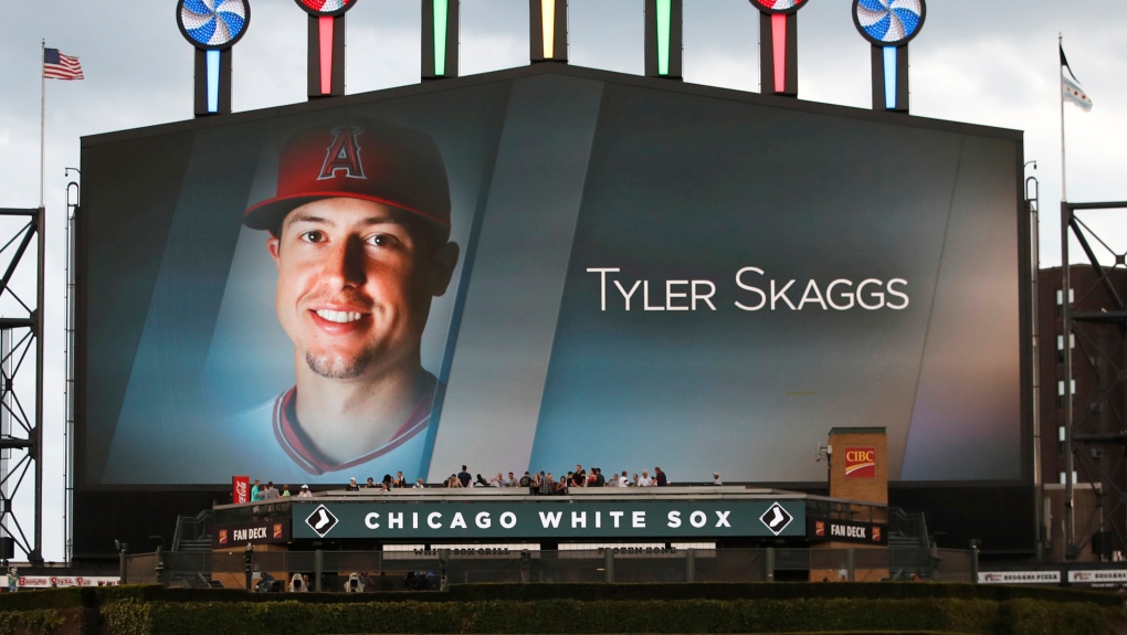 Heavy-hearted Angels return to field after Skaggs' death